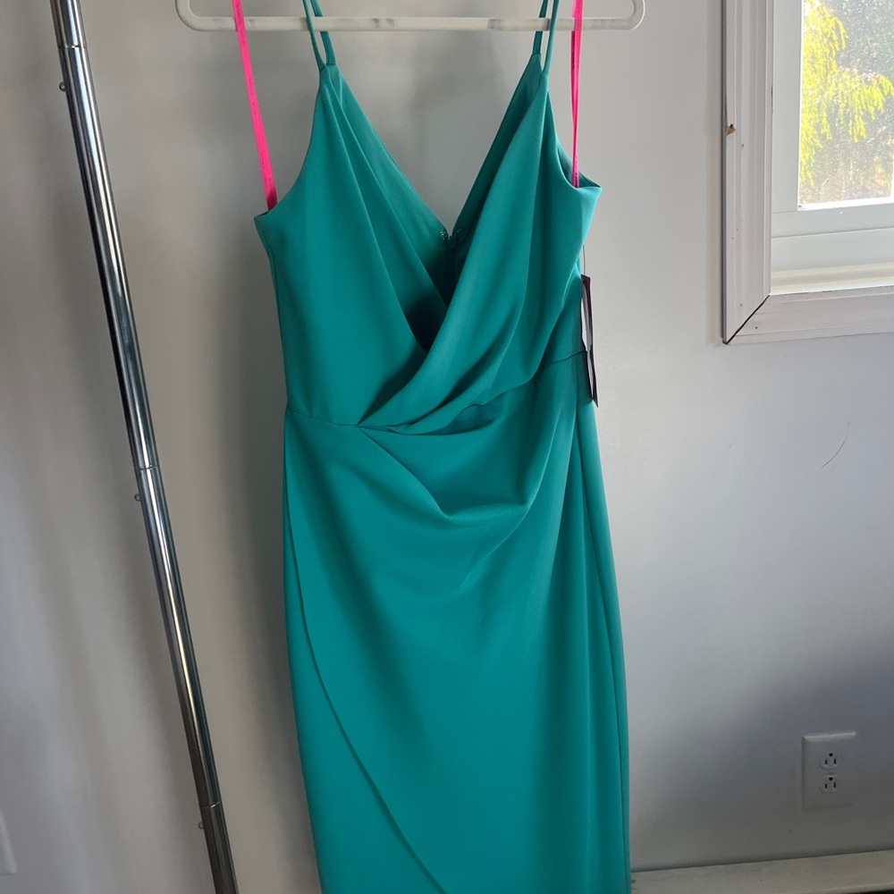 Betsey Johnson Teal Draped Midi Dress